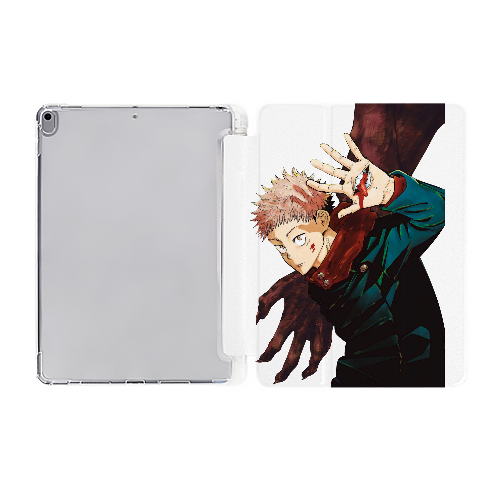 （画像用） 呪術廻戦 Jujutsu Kaisen IPad ケース ペン収納付き 三つ折りスタンド PUレザー×シリコン 対応機種9.5/10.5/10.9インチ